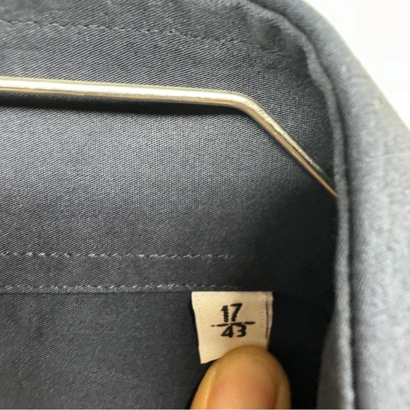 YVES SAINT LAURENT MENS DRESS SHIRT size 17 navy blue - Picture 11 of 11